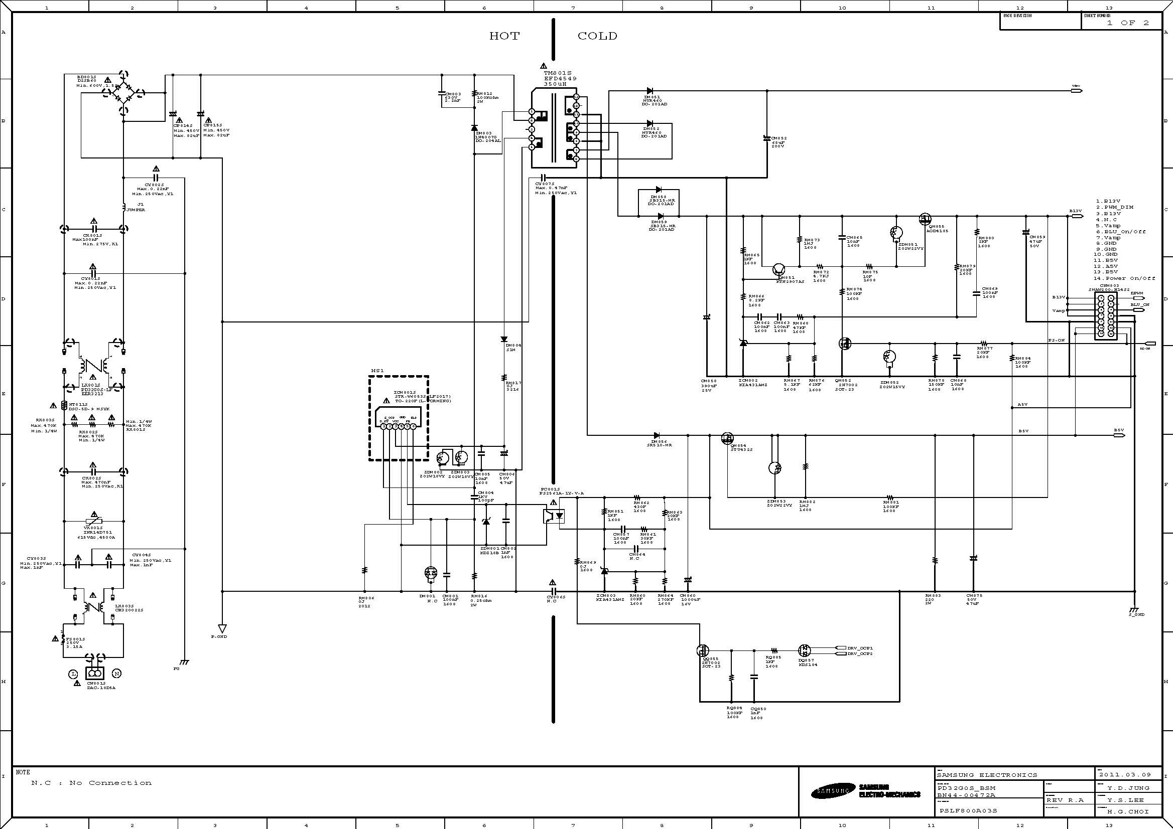 Power supply samsung dyp 50w2 bn44 00160a схема